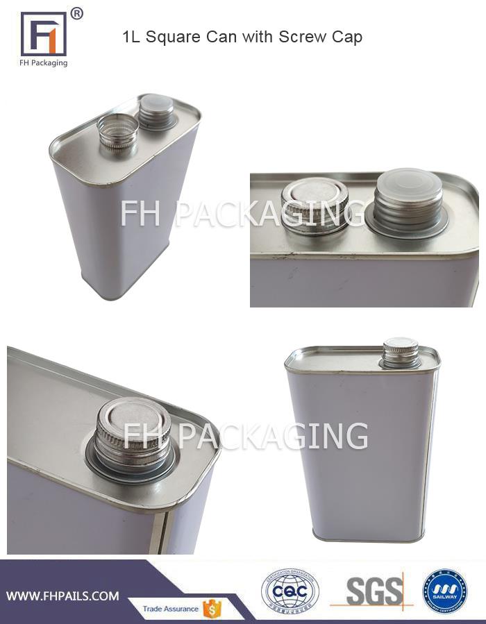 Lata cuadrada de 1 litro con tapón de rosca 1L Square Can with Screw Cap