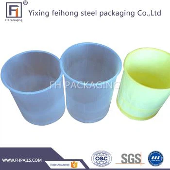 Forro de plástico transparente para cubo de acero